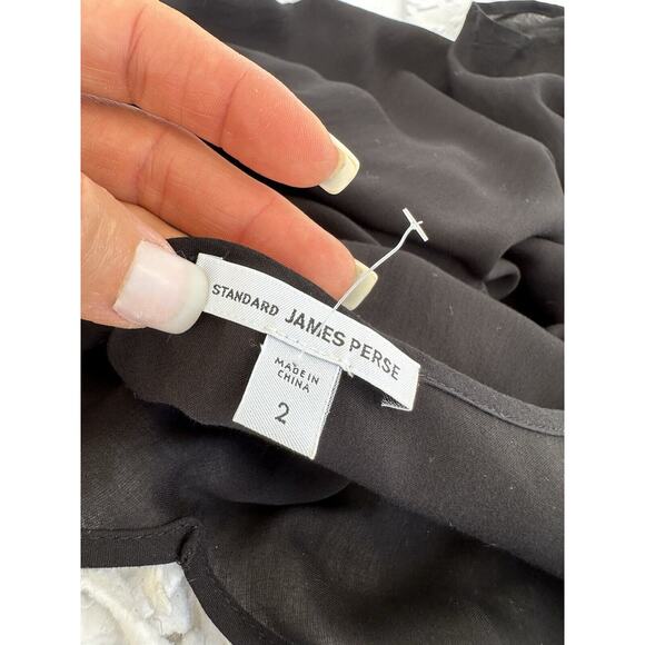 James Perse Womens Black Size 2 Sheer Deep V Spaghetti Strap Cami Slip Dress - Picture 8 of 10